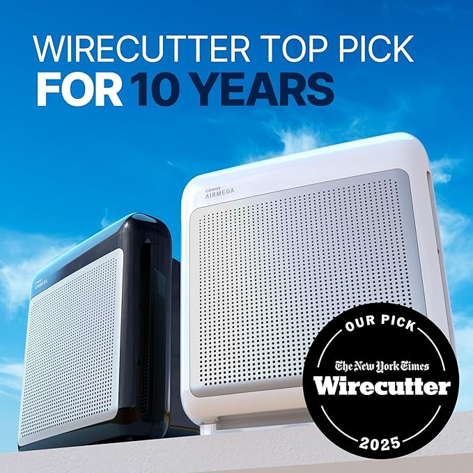 COWAY Air Purifiers for Home Up to 1,748 ft², HEPA Filter for Smoke, Allergies, Pet Dander, Odor, Air Quality Monitor, Auto & Eco Mode, Timer, Filter Indicator, 3yr Warranty, Airmega 200M Black