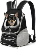 Dog Carrier Backpack for Small Dogs｜Pet Travel Shoulders Bag - Puppy Holder for Chest-Front Dog Baby Carring Ventilated for Hiking & Camping, Black Grey, S