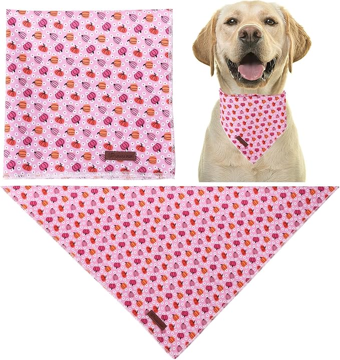 Halloween Pumpkin Dog Bandana, Halloween Triangle Bid Scarf with Pumpkin Pattern, Cotton Pet Kerchief for Girl Boy Dogs or Cats, Cute Puppy Bandana Fancy for Dogs