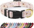 Reflective Dog Collar for Medium Dogs, Cute Flower Theme Adjustable Heavy-Duty Nylon Puppy Collar for Boy and Girl Female, Soft Pet Accessories with Quick Release Buckle, Neck 14-20", Pink