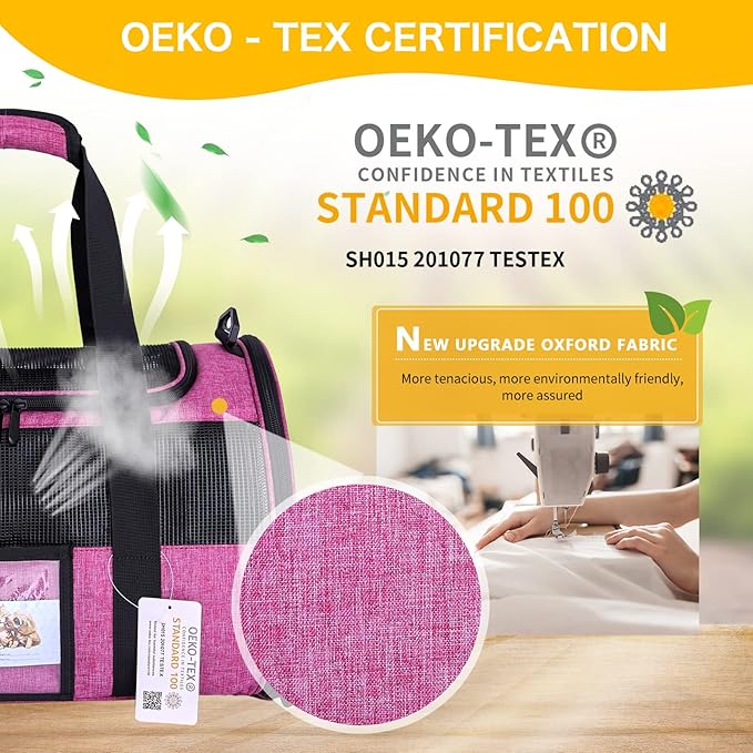 Airline Approved Cat Carrier, Soft-Sided Pet Travel Carrier for Cats and Small Dogs up to 15lbs, TSA Approved Under Seat Carrier with Collapsible Bowl, 17x12x11 Inch, Red