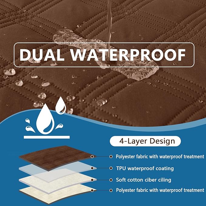 hyha Waterproof Dog Blanket, Reversible Pet Bed Blanket, Soft Sofa Couch Cover for Dogs Washable, Waterproof Pet Couch Covers for Sofa Puppy Cats Furniture Protector(40"x80", Brown/Beige)