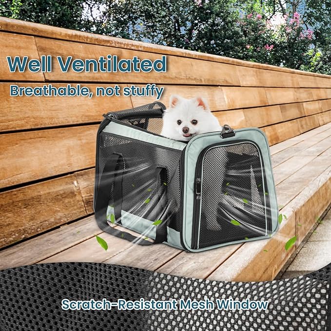 19 x 12 x 12 Large Cat Car Carrier – Roomy Escape-Proof Cat Car Seat for Safe Driving, Lockable Zippers & Safety Tether, Soft-Sided Travel Carrier for Road Trips & Vet Visits