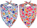 ADOGGYGO Floral Dog Bandanas 2 Pack, Reversible Cute Flower Scarf, Premium Fabric, Adjustable Fit Pink Blue Floral Bandanas for Small Dogs (Small)