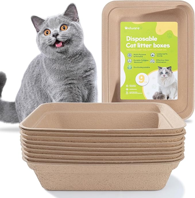 Disposable Cat Litter Box(9-Pack), Large Litter Boxs for Travel Home Use