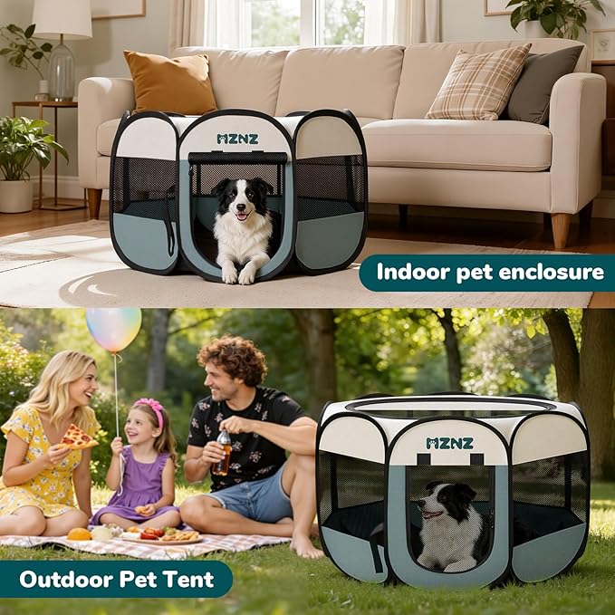 Dog Playpen, Portable Puppy Pet Crate Indoors for Small/Medium/Large Dogs Cats Rabbits, Foldable Dog Cage Enclosure for Outdoor, Pop Up Dogs Tent Kennel with Carrying Case, Grey