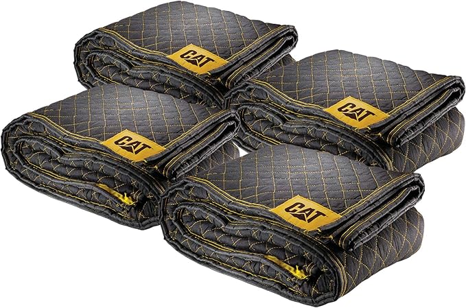 Cat Utility Padded Moving Blanket, Non-Woven Cushioned Blankets, 80 Inch by 72 Inch, 4 Pack, Reinforced Stitching, Outdoors, Protection - 240030