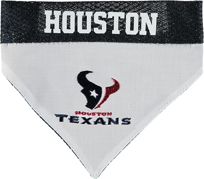 NFL DOG BANDANA - HOUSTON TEXANS REVERSIBLE PET BANDANA. 2 Sided Sports Bandana with a PREMIUM Embroidery TEAM LOGO, Large/X-Large. - 2 Sizes & 32 NFL Teams available