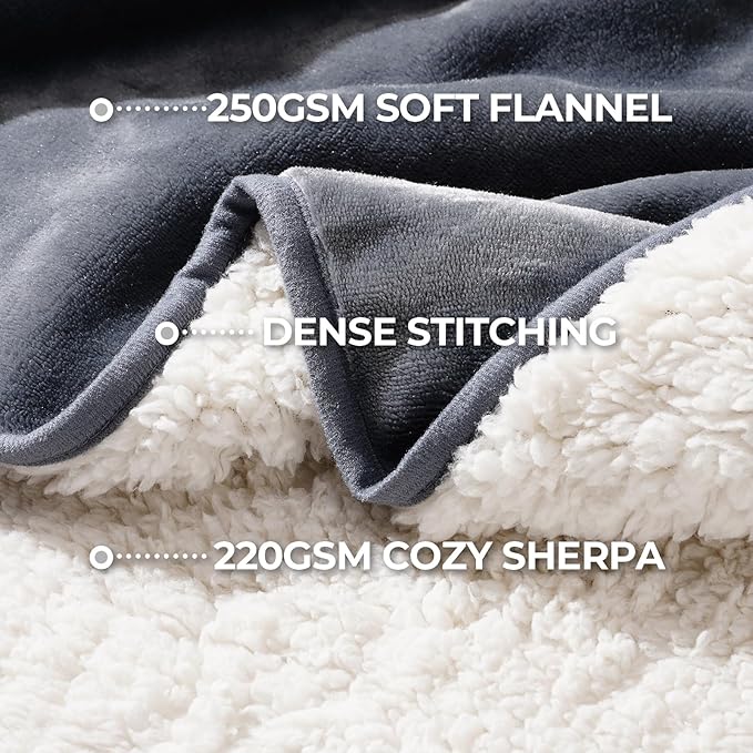 Sunheir Waterproof Dog Blanket for Bed Couch, Soft Plush Pet Blankets for Small Medium Large Dogs Cats, Washable Puppy Blankets with Reversible Sherpa Fleece Furniture Protector, 25"X 35", Grey