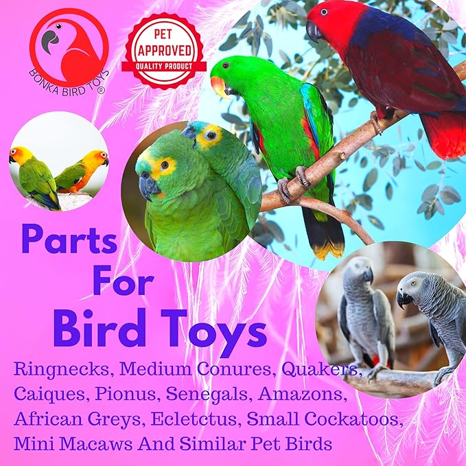 Bonka Bird Toys 3893 Natural Mahogany Sliced Pods Chew Toys, Pack of 12, Durable Bird-Safe Foot Toys, Pre-Drilled for Parrots, Cockatiels, and Small to Medium-Sized Birds, Cage Accessories