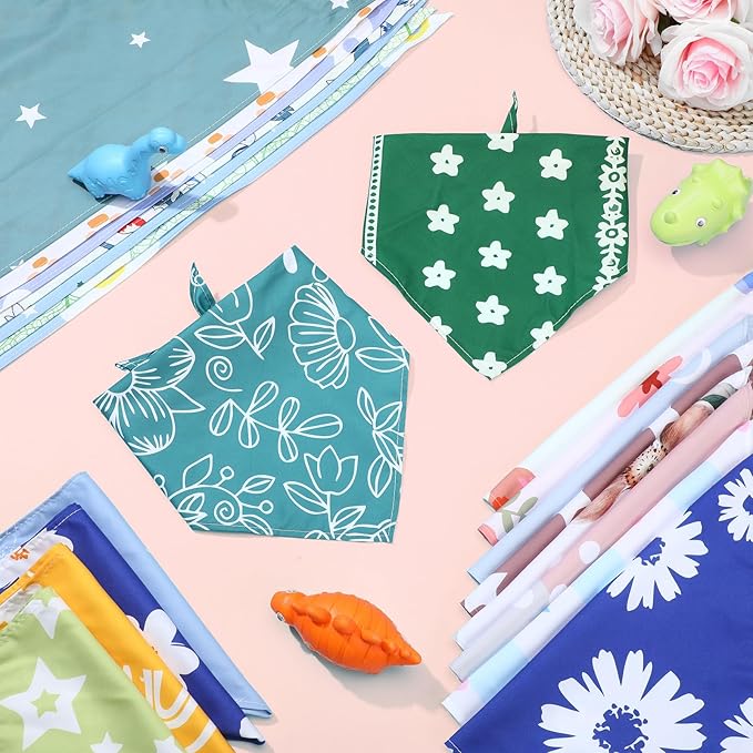 150 Pcs Boho Dog Bandanas Bulk Pet Bibs Colorful Triangle Scarf Pet Boho Bandanas for Medium Large Dogs Spring Summer Birthday Costume Decoration