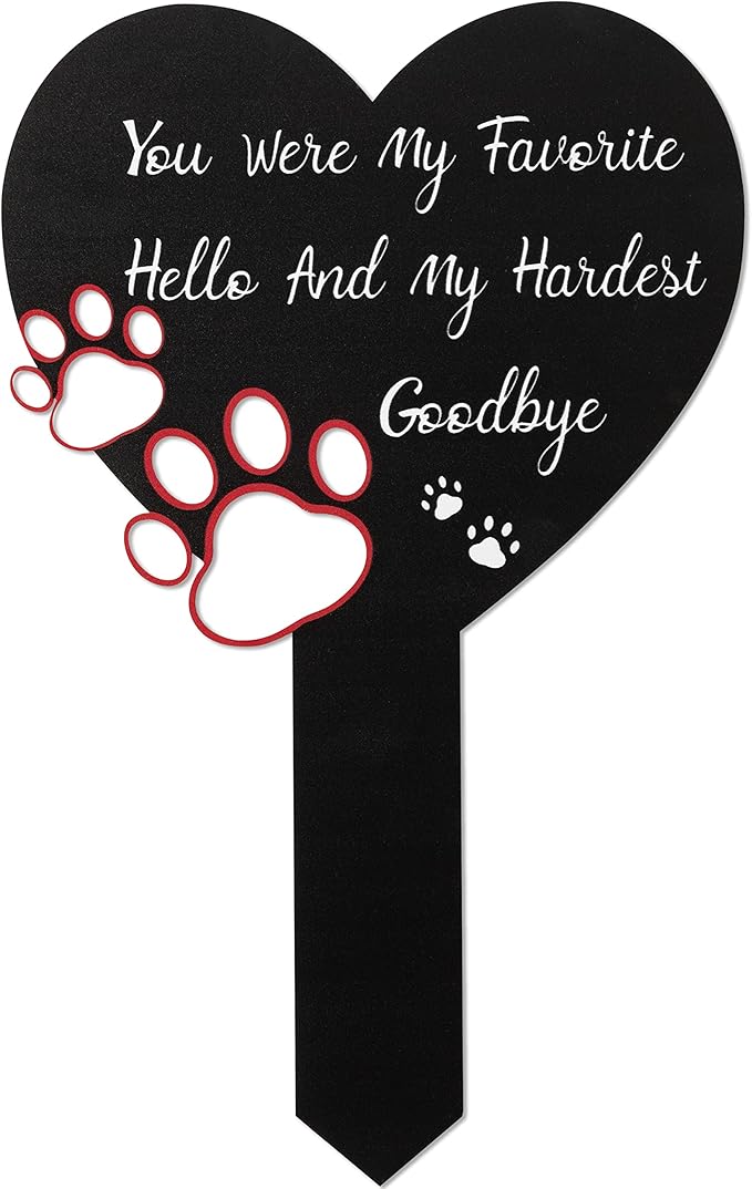 BUoonyer Pet Memorial Graves Markers for Dogs Cats, Pet Cemetery Headstones Decorations, Metal Cross Stake Grave Stones Decor, Graveyard Remembrance Graveside Sign for Garden Outdoor Outside Yard