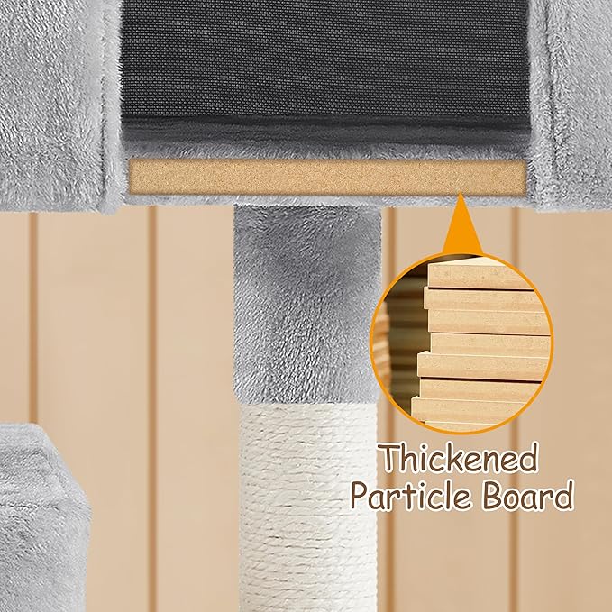 Yaheetech 33.5in Cat Tree Tower for Indoor Cats w/2 Cozy Plush Condos, Oversized Perch & Sisal Scratching Posts, Stable Cat Stand House for Large Cats & Pets, Light Gray