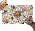 Dog Food Mat for Bowls, Absorbent Quick Dry Dog Cat Mats for Food and Water, Non-Slip Backing Pet Mat Pet Supplies - Cat Pattern