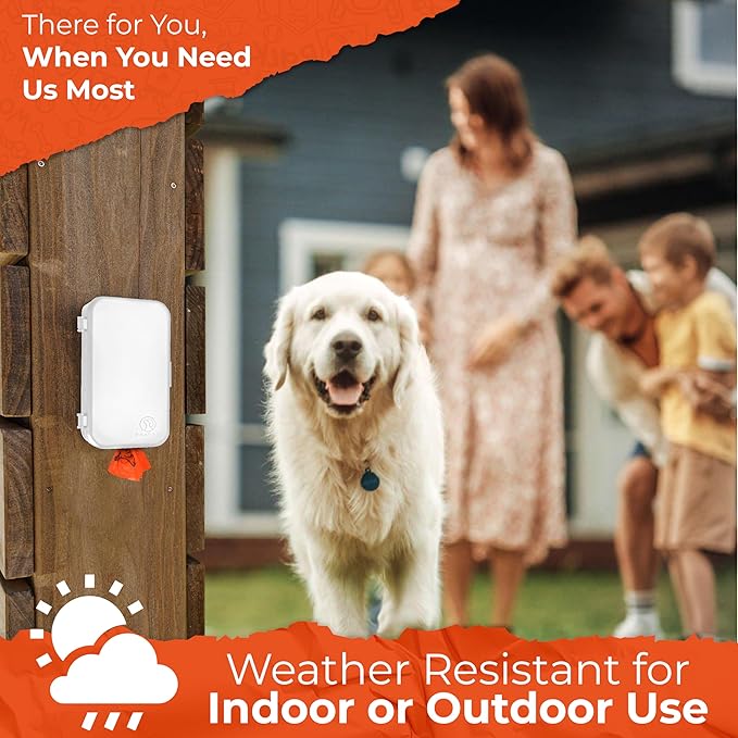 Dog Poop Bag Dispenser - Outdoor or Indoor Pet Waste Bag Dispenser Station - Stick-On or Screw-On Wall Mount - Poop Bags Storage Outdoor Container - Includes 4 Doggie Bag Rolls (White)