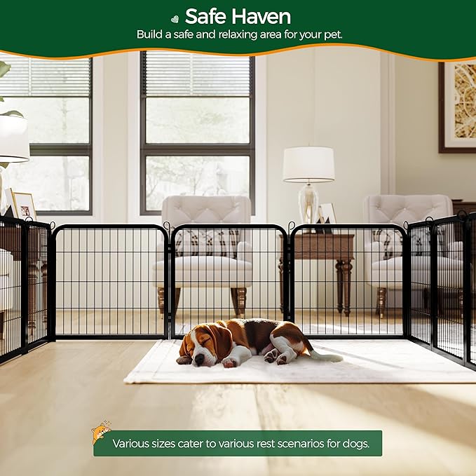 Yaheetech Dog Playpen Outdoor, 24 inch 6 Panels Dog Pen Indoor Heavy Duty Puppy Exercise Pen Metal Pet Fence for RV Camping/Yard/Garden