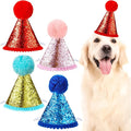4 Pieces Dog Birthday Hat for Pets Christmas Party Decoration Accessories Pet Headband Hats Charms Grooming Accessories (Red, Pink, Gold, Blue,Fresh Style)