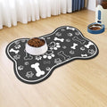 Dog Cat Food Mat,Rapid Absorbent Pet Feeding Mat, Bone Shaped Dog Placemat Water Bowl Mat with Rubber Backing,No Stains Dog Cat Food Mats Indoor, Pet Accessories Supplies 16"×24" Black
