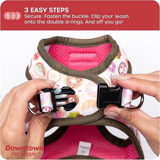 Downtown Pet Supply Step-in Dog Harness – No Pull, Adjustable Padded Mesh with Reflective Trim, Secure Buckle Strap – Comfortable & Breathable Small Dog Harness, X-Large, Donut
