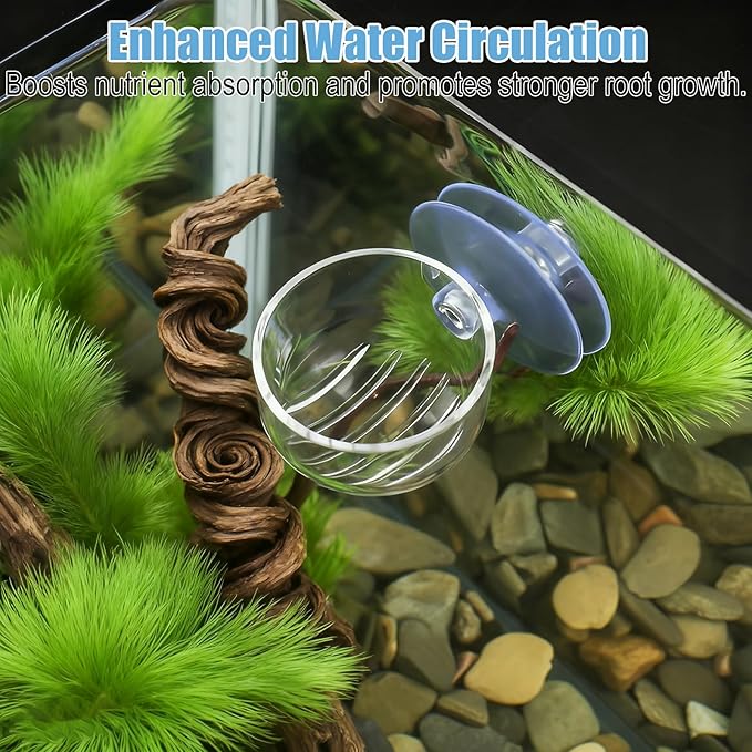 3 Pack Aquarium Plant Holder Clear Fish Tank Plant Holder Fishes Tanks Plants Pot Acrylic Aquarium Planter Cup with Suction Cups for Home Aquariums Aquascape Decor, Red Worm Fish Shrimp Feeder