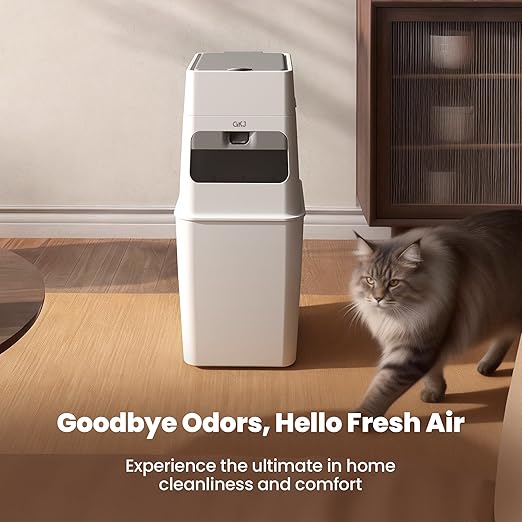 GKJ Cat Litter Box Waste Disposal System for Odor Control Cat Litter Trash Can | Includes 1 roll of 16 Easy Tear-Off Bags | Diaper Trash Can