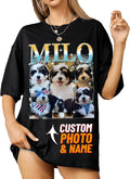 IZI POD Custom Dog Shirt for Women, Personalized Pet Face Photo Shirt, Bootleg Rap Tee Dog Gifts Valentine Birthday Gift