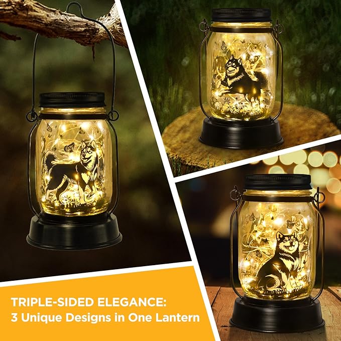 kyoryuger Alaskan Malamute Gifts for Women/Men, Pet Solar Lanterns Alaskan Malamute Dog Lover Lantern Pet Loss Dog Memorial Lights Solar Garden Decoration for Yard,Patio,Torches Lights Home Decor