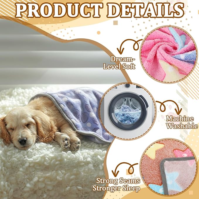 20 Pcs Puppy Blanket Bulk Soft Fluffy Flannel Pets Fleece Blankets for Small Dogs Throw Warm Bed Washable Sleep Mat Bed for Shelter Stray Dog Puppy Cat, 16x24 Inches
