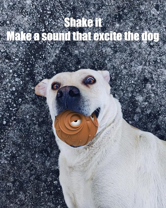 Mewlmart Giggle Ball for Dogs Owl Dog Toys for Aggressive Chewers Medium Large Dogs Fun Gift for Dog Natural Rubber Herding Ball for Dogs Cute Owl Hoot Brown New