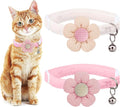 Breakaway Cat Collars with Bells, MUZIEBA Kitten Collar for Girl Boy Adjustable Safety Kitty Collars for Cats Puppy and Small Pets (Pink + White)