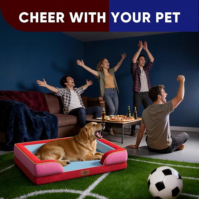 Comfort Expression Orthopedic Dog Bed for Extra Large Dogs 45x35 Inch, Waterproof Egg Crate Foam XL Pet Bed with Removable Bolsters, Dog Couch with Washable Cover & Non-Slip Bottom, Los Angeles