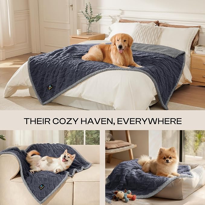 Luciphia Waterproof Pet Blanket, Liquid Pee Proof Dog Blankets for Sofa Bed Couch, Reversible Sherpa Fleece Furniture Protector Cover for Small Medium Large Dogs Cats,Dark Grey Medium（57" x 40"）