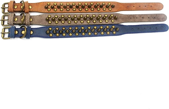Spiked Dog Collar Soft Pu Leather Mushrooms Rivet Spike Studded Puppy Adjustable Pet Collars for Small Breeds (S, Brown1)