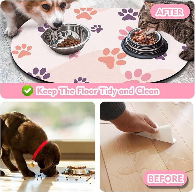 Large Pet Feeding Mat – 28''x17'' Absorbent Dog Mat for Food and Water, Easy Clean Cat Dog Water Bowl Mat, Non-Slip Pet Water Mat Protect Floor, Fit with Automatic Feeders and Double-Bowl
