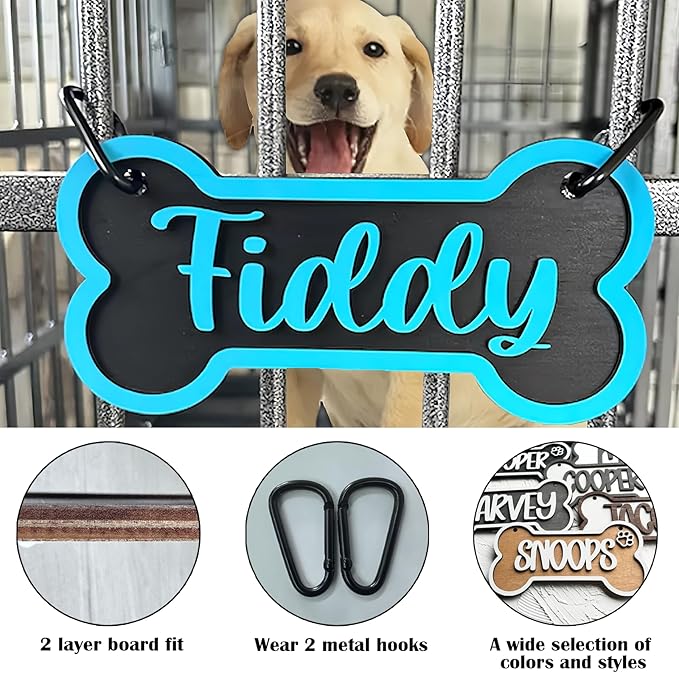 Personalized Dog Crate Sign Custom Dog Kennel Accessories Name Plate Doghouse Sign Decor Gift for Dog Lover