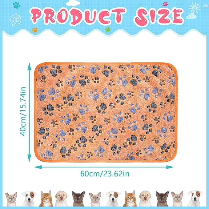 Tatuo 4 Pcs Dog Blanket for Pet Cat Blankets Indoor Puppy Teething Stuff Toys Paw Print Fleece Soft Blanket Sleep Mat for Guinea Pig Cage(Coffee,Small(24 x 16 Inch))