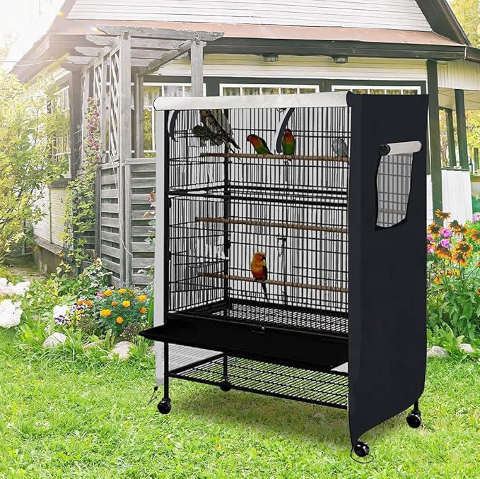 Universal Bird Cage Cover, Dark Colored Drape for Animal Crate, Waterproof & Washable Night Cover for Cages, Distraction and Light Eliminator for Mink, Totoro, Parakeets, Parrot (L - 31”L×22”W×41”H)