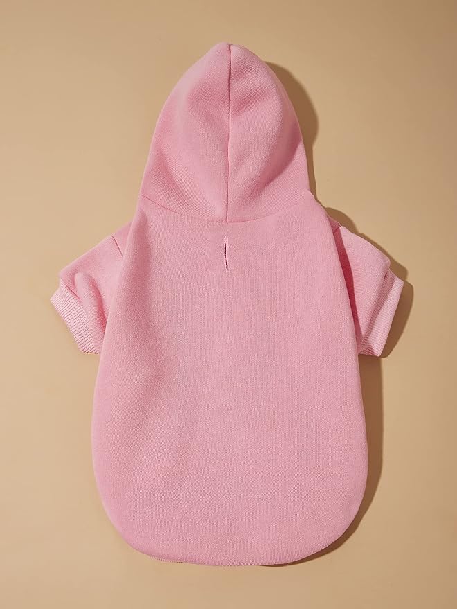 QWINEE Basic Dog Hoodie Sweatshirt Puppy Sweater Warm Cat Costumes Pet Clothes for Chihuahua Puppy Kitten Small Medium Dogs Light Pink Medium