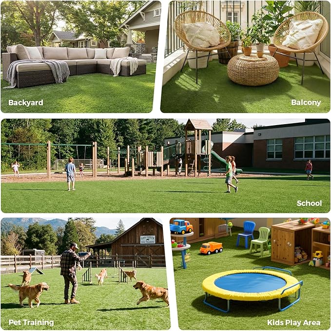 Artificial Grass Rug Indoor Outdoor, 5 x 10FT Fake Grass Turf with Drainage Holes, Realistic Artificial Lawn Rug Dog Pets Mat, Turf Carpet for Garden Lawn Landscape Balcony Patio Backyard Easter Decor