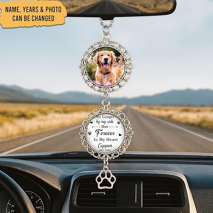 Hyturtle Personalized Pet Memorial Car Hanging Ornament - Custom Photo Pet Memorial Gifts Rearview Mirror Hanging Accessories -Dog Remembrance Gifts - Loss of Dog Sympathy Gift