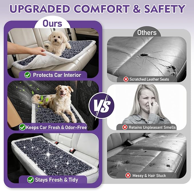 Car Back Seat Mat for Dog 53"x24" Dog Bed for Car Scratch Proof Non Slip Thick Odorless Non Fading Pet Travel Cushion Bed Overlay for Hard Bottom Extender & Cat Rabbit Pet Car Seat Cover Protector
