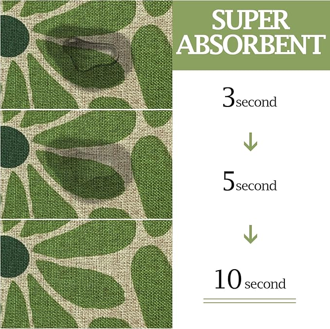 SHIYUE Dog Food Mats for Floors, Absorbent Cat Bowl for Food and Water, Non-Slip Accessories Pet Supplies(17"x30",Green Flower)