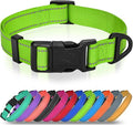 Joytale Large Dog Collar, Reflective and Adjustable Nylon Pet Collar with Quick-Release Buckle for Large Dogs, Green, L