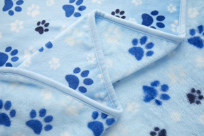 Allisandro Luxurious Dog Blanket, Extra Softness 350 GSM Flannel Fleece Pet Throw for Small Medium and Large Dogs Puppies and Cats, Blue, 80 × 64 Inches