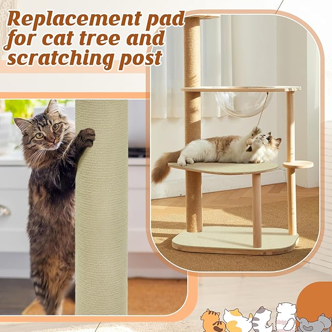 78.7''x14.6'' Trimmable Cat Scratch Furniture Protector - Climbing Self-Adhesive Cat Scratching Pad Mat, Couch Protector from Claws for Scratch Post Cat Tree Shelves Wall, Beige