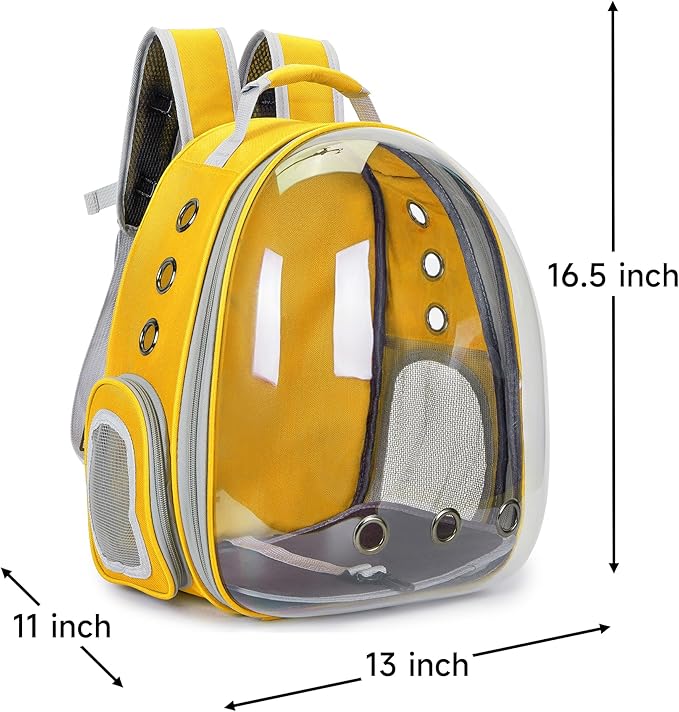 Cat Bubble Backpack Carrier for Small Medium Dogs Cats Carrying Bag, Airline Approved Pet Travel Carrying Bag Dog Hiking Walking Outdoor Backpack (Yellow)