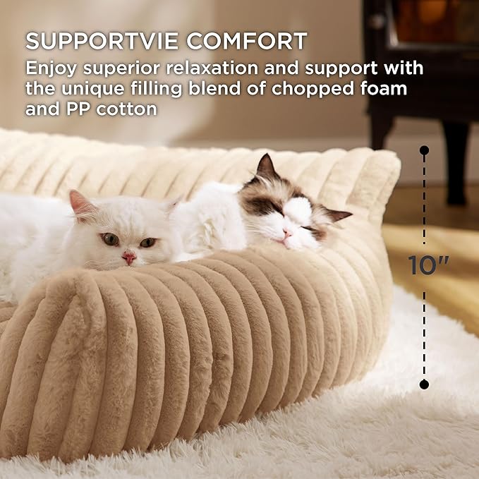 Bedsure ComfyFleece™ Cute Dog Couch for Medium Dogs - As Seen on TV on Good Day New York, Dog Couch Bed with Removable, Washable Cover, Supportive Pet Sofa, for Medium Large Dogs, 36inch, Sandy Beige