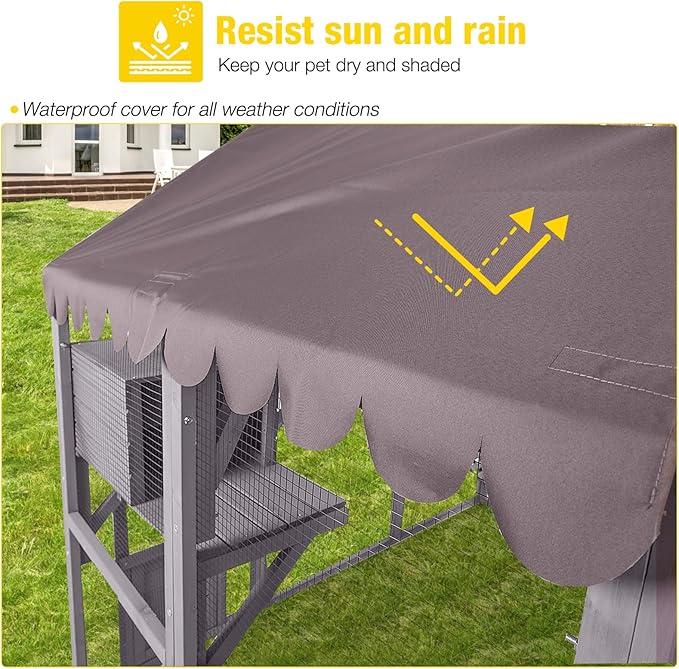 Aivituvin Large Catio Outdoor Cat Enclosure Window Design for 6-10 Cats, 74" H Walk-in Patio Cat House with 4 Access Doors, Waterproof Roof, Spacious Kitty Cage for Multiple Indoor Outdoor Cats