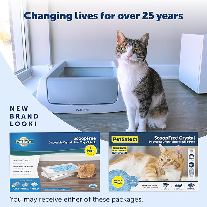 PetSafe ScoopFree Disposable Crystal Cat Litter Tray - Easy Cleaning Box - Refill Tray for Automatic Litter Box - Fresh Scent - 4.3 lb Bags - 3 Pack