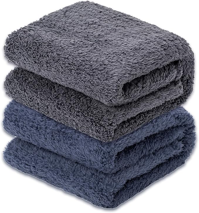 2 Blankets, Dog Cat Pet Blanket, Soft Warm Fleece, for Puppy, Small Dogs or Kitten, Cats, Plush Fuzzy Blanket for Bed, Sofa, Travel (60" x 40", 2/Pack, Dark Gray+Navy Blue)
